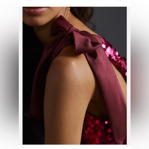 NWT Anthropologie Petite Maeve Sequin Tie Shoulder Top Sz LP - Picture 4 of 11
